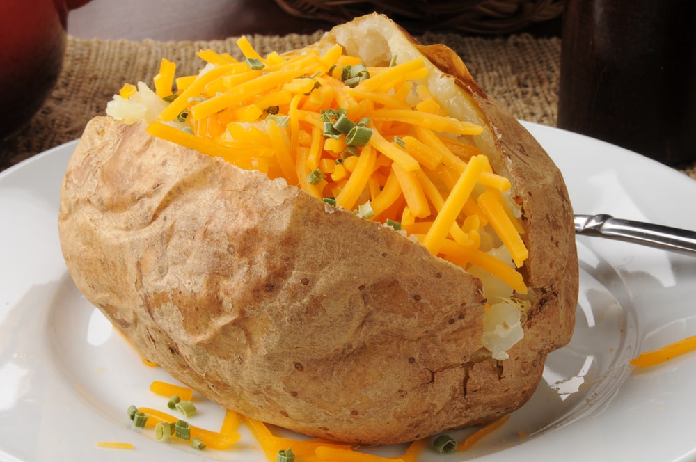 Baked Potatoes with Cheddar and Chives recipe